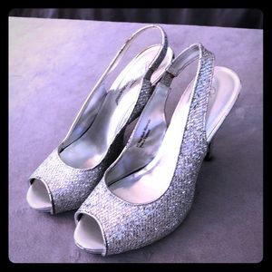 Silver sparkle heels